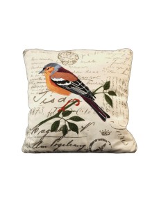 Capa de Almofada Pássaro Laranja Fondo Beige