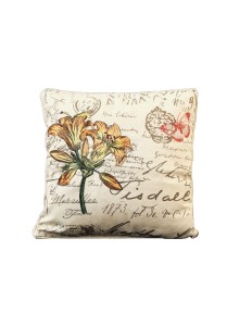 Capa de Almofada Estampa de Flor Laranja Fondo Beige