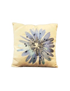 Capa de Almofada Estampa de Flor Azul Fondo Beige