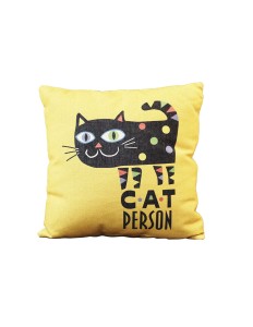 Capa de Almofada Cat Person Fondo Amarelo