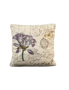 Capa de Almofada Estampa de Flor Lilas Fondo Beige