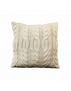 Capa de Almofada Crochê de Lã Trançado Beige
