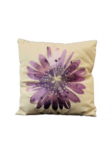 Capa de Almofada Estampa Flor Lilas Fondo Beige