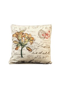 Capa de Almofada Estampa de Flor Laranja Fondo Beige